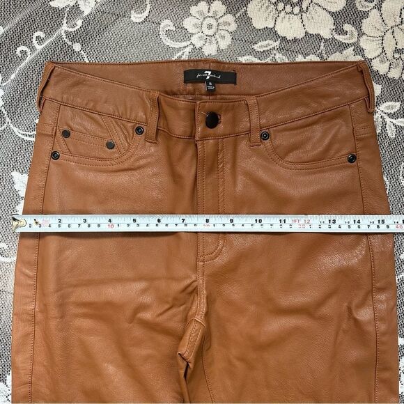 7 For All Mankind High Rise Skinny Vegan Leather Pants in Camel Sz Small - Picture 11 of 17